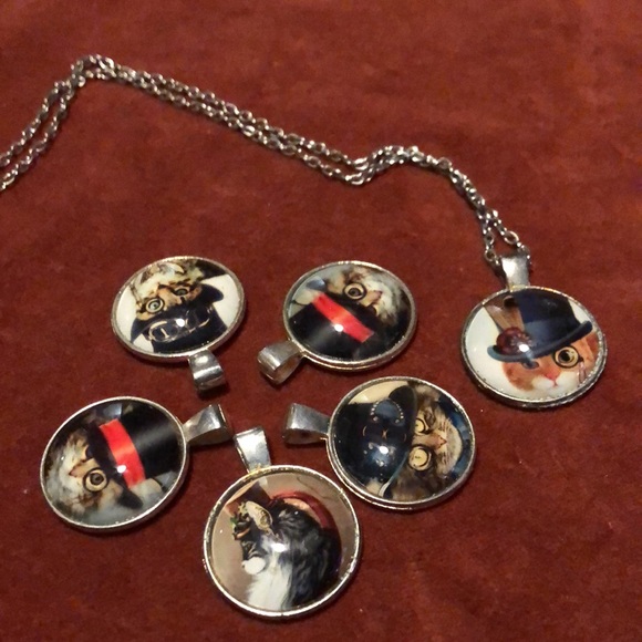 Cat Pendants & 4 Chains, Arts & Crafts - Picture 1 of 8
